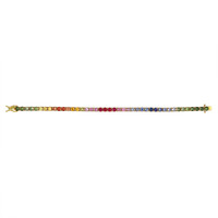 10.50 Ct.Tw. Multi Color Sapphire Tennis/Riviere Bracelet, 14K Yellow Gold Image