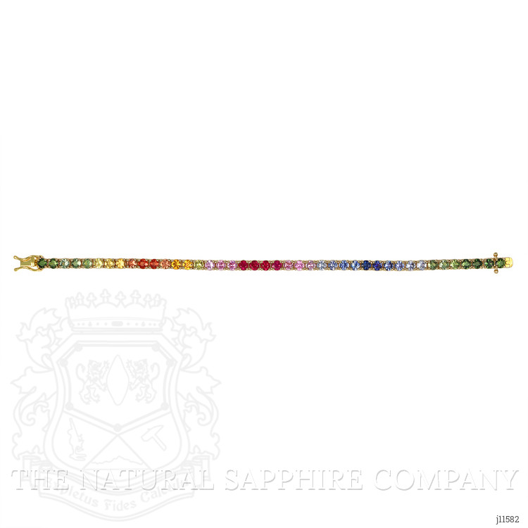 10.50 Ct.Tw. Multi Color Sapphire Tennis/Riviere Bracelet, 14K Yellow Gold