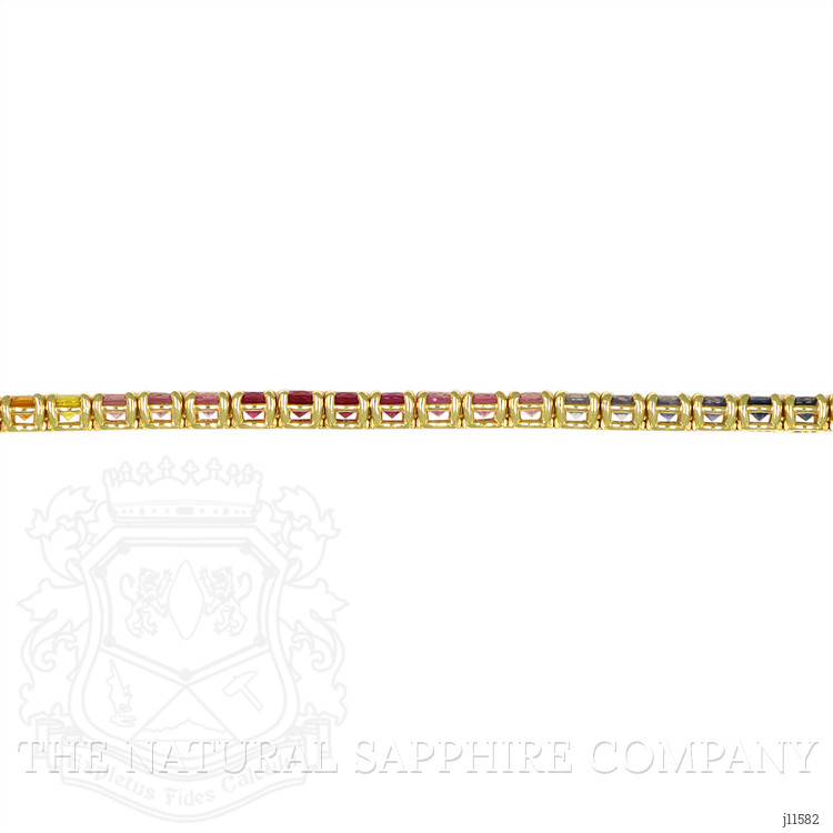 10.50 Ct.Tw. Multi Color Sapphire Tennis/Riviere Bracelet, 14K Yellow Gold