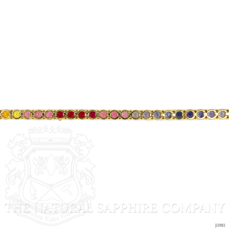 10.50 Ct.Tw. Multi Color Sapphire Tennis/Riviere Bracelet, 14K Yellow Gold