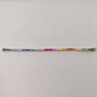 10.50 Ct.Tw. Multi Color Sapphire Tennis/Riviere Bracelet, 14K Yellow Gold Life Style