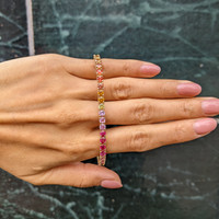 10.50 Ct.Tw. Multi Color Sapphire Tennis/Riviere Bracelet, 14K Yellow Gold Life Style