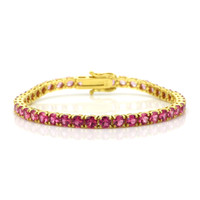 12.60 Ct.Tw. Pink Sapphire Tennis/Riviere Bracelet, 14K Yellow Gold Video