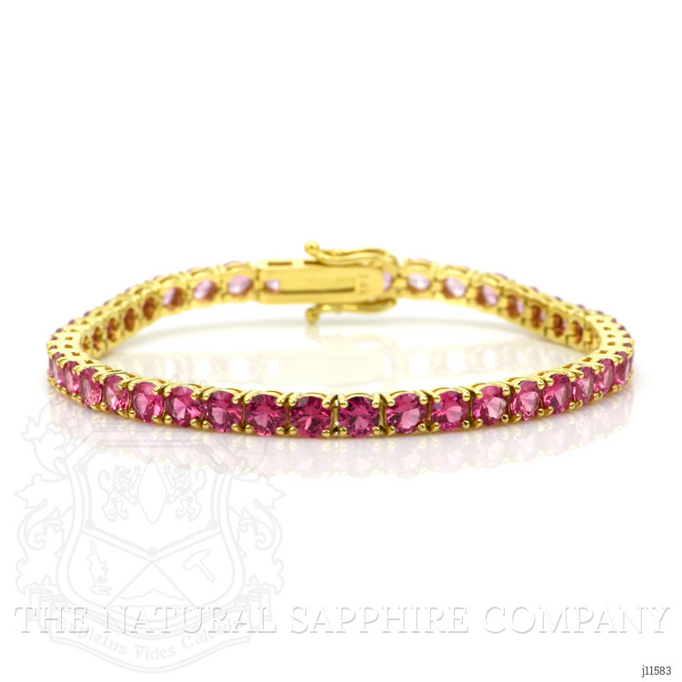 12.60 Ct.Tw. Pink Sapphire Tennis/Riviere Bracelet, 14K Yellow Gold
