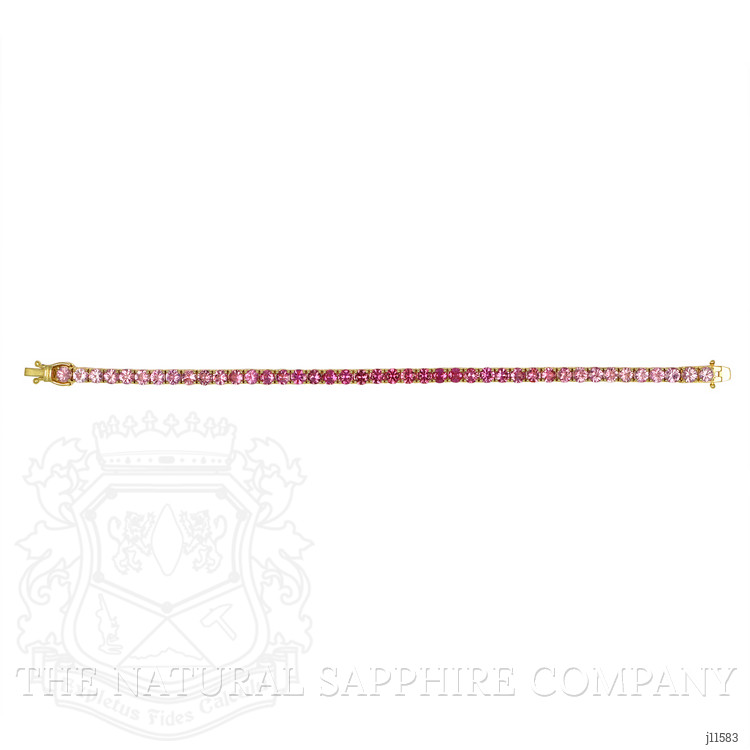 12.60 Ct.Tw. Pink Sapphire Tennis/Riviere Bracelet, 14K Yellow Gold