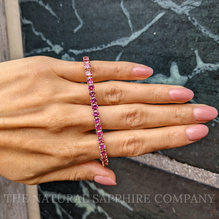 12.60 Ct.Tw. Pink Sapphire Tennis/Riviere Bracelet, 14K Yellow Gold