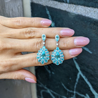 2.52 Ct.Tw. Paraiba Tourmaline Paraiba Tourmaline Studs Earrings, Platinum 950 Life Style