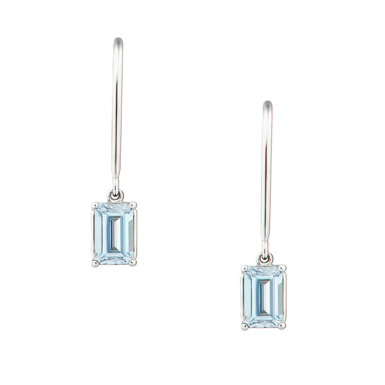 1.00 Ct.Tw. Aquamarine Drops Earrings, 14K White Gold