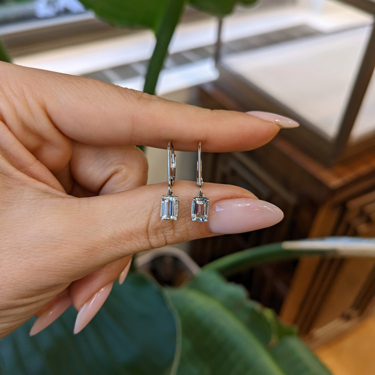 1.00 Ct.Tw. Aquamarine Drops Earrings, 14K White Gold