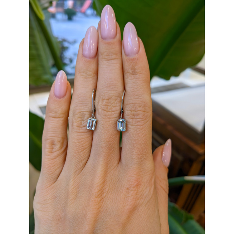 1.00 Ct.Tw. Aquamarine Drops Earrings, 14K White Gold