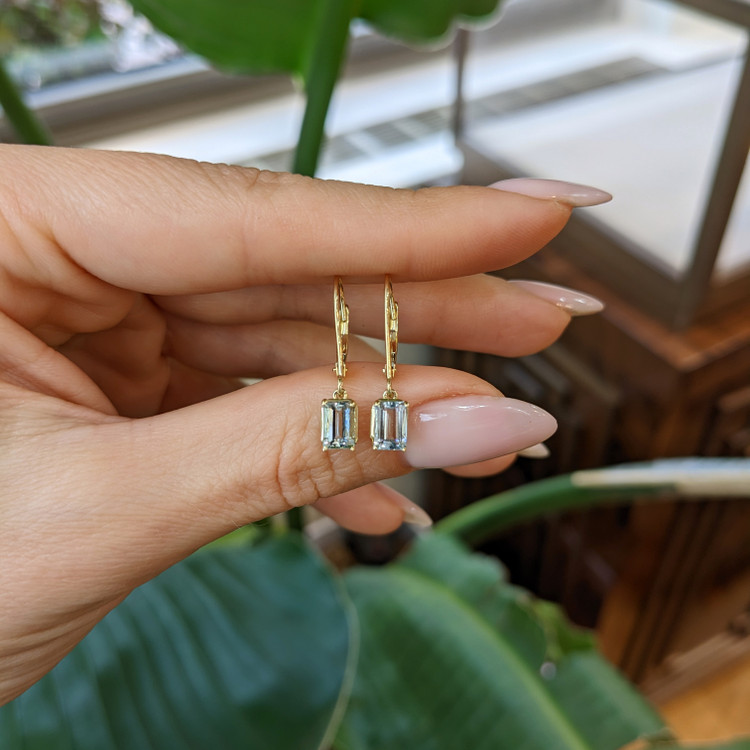 1.00 Ct.Tw. Aquamarine Drops Earrings, 14K Yellow Gold