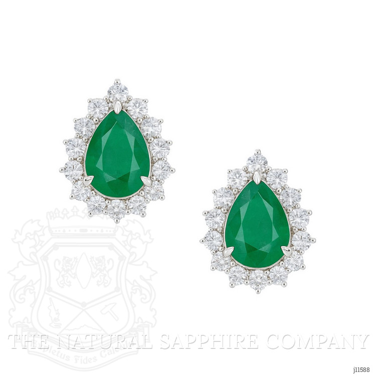 1.39 Ct.Tw. Emerald Natural Diamond Studs Earrings, 14K Yellow Gold