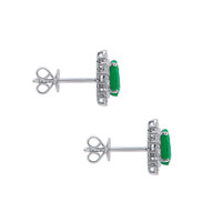 1.39 Ct.Tw. Emerald Natural Diamond Studs Earrings, 14K Yellow Gold Image