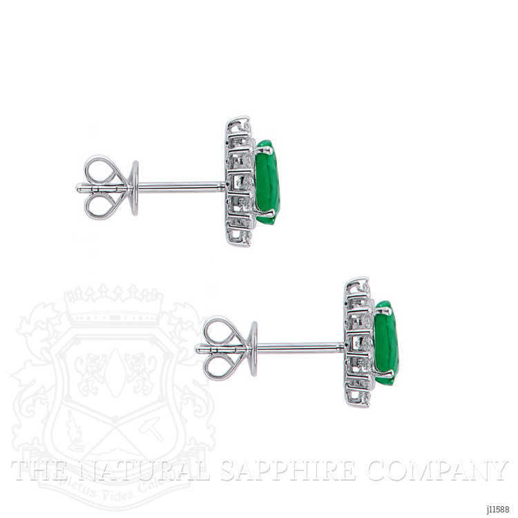 1.39 Ct.Tw. Emerald Natural Diamond Studs Earrings, 14K Yellow Gold