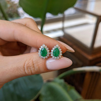 1.39 Ct.Tw. Emerald Natural Diamond Studs Earrings, 14K Yellow Gold Life Style