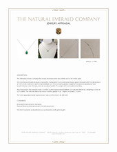 0.65 Ct. Emerald and Natural Diamond Halo Necklace, 14K White Gold Appraisal