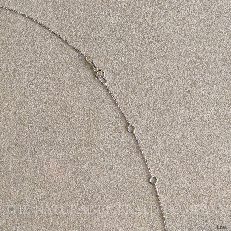 0.65 Ct. Emerald Natural Diamond Halo Necklace, 14K White Gold