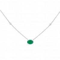 0.55 Ct. Emerald 14K White Gold necklace