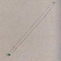 0.55 Ct. Emerald and Natural Diamond Accent Stones Necklace, 14K White Gold Image