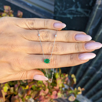 0.55 Ct. Emerald and Natural Diamond Accent Stones Necklace, 14K White Gold Life Style