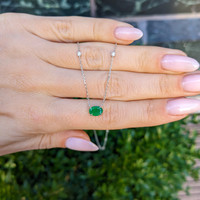 0.55 Ct. Emerald and Natural Diamond Accent Stones Necklace, 14K White Gold Life Style