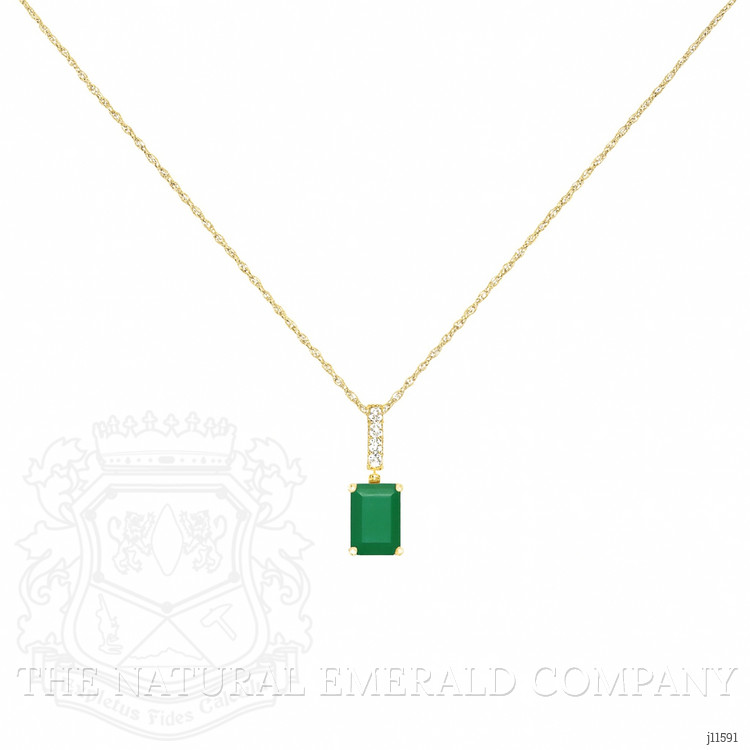 1.22 Ct. Emerald Natural Diamond Pave Necklace, 14K Yellow Gold