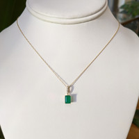 1.22 Ct. Emerald Natural Diamond Pave Necklace, 14K Yellow Gold Image