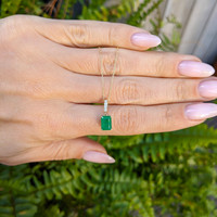 1.22 Ct. Emerald Natural Diamond Pave Necklace, 14K Yellow Gold Life Style