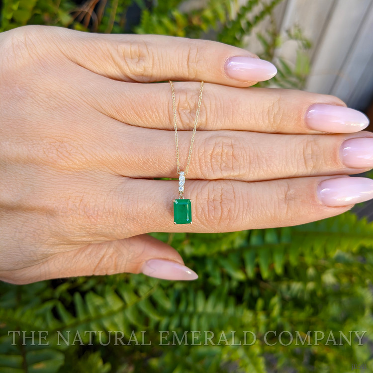 1.22 Ct. Emerald Natural Diamond Pave Necklace, 14K Yellow Gold