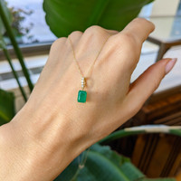 1.22 Ct. Emerald Natural Diamond Pave Necklace, 14K Yellow Gold Life Style