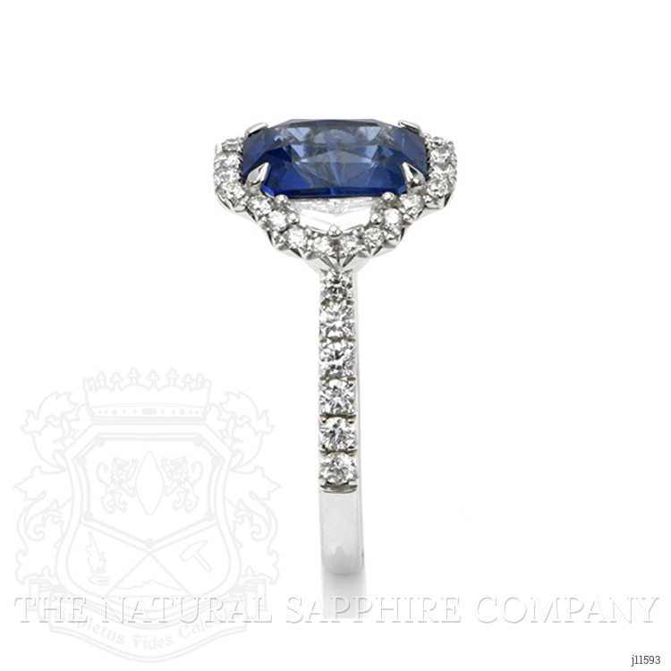 3.17 Ct. Blue Sapphire and Natural Diamond Pave Ring, 18K White Gold