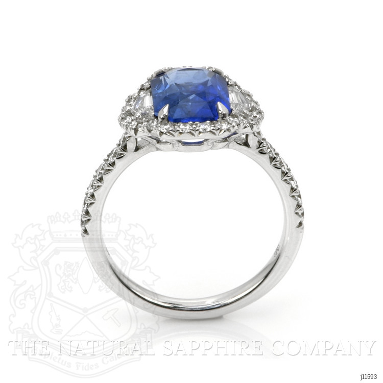 3.17 Ct. Blue Sapphire and Natural Diamond Pave Ring, 18K White Gold