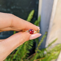 0.93 Ct. Spinel Solitaire Ring, 18K Yellow Gold Life Style