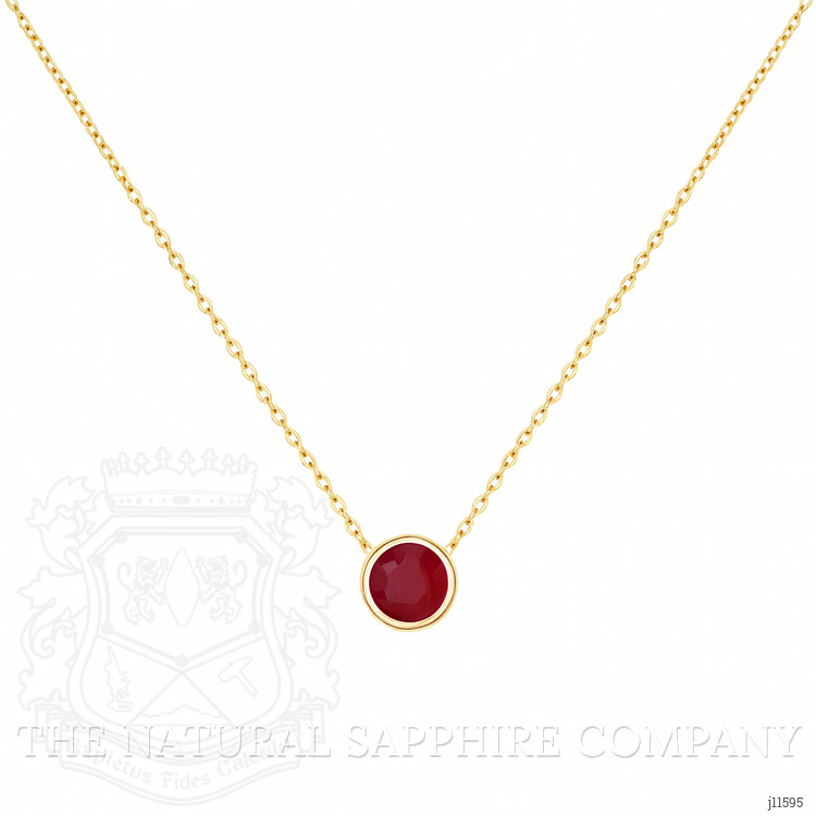 0.56 Ct. Ruby Bezel Necklace, 14K Yellow Gold