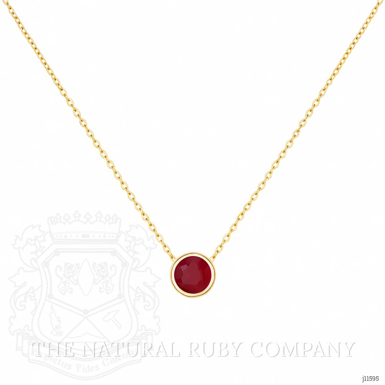 0.56 Ct. Ruby Bezel Necklace, 14K Yellow Gold