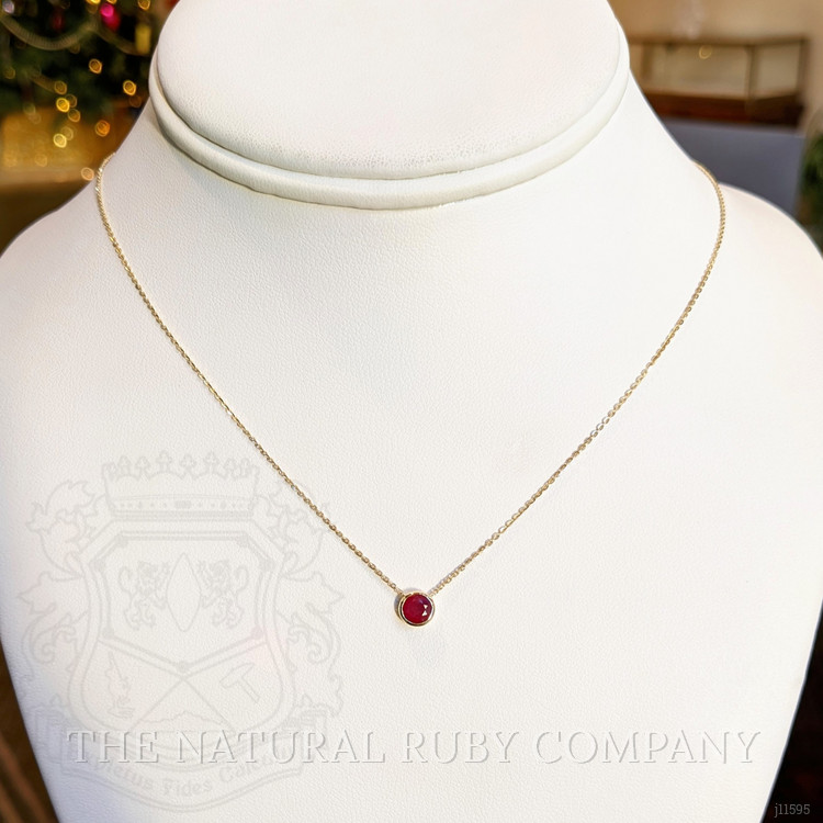 0.56 Ct. Ruby Bezel Necklace, 14K Yellow Gold