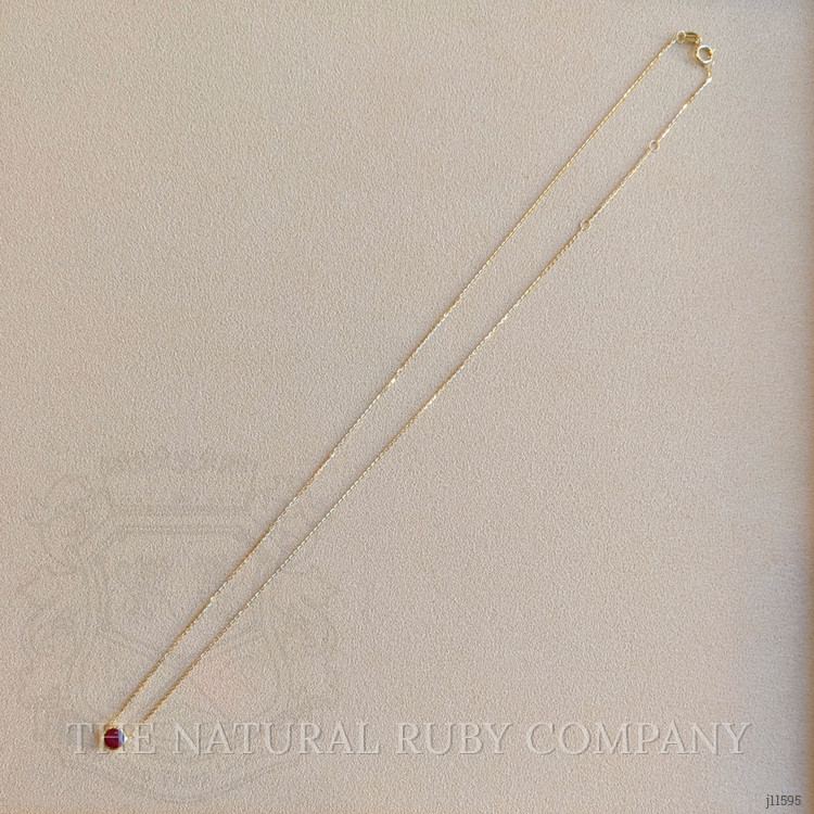 0.56 Ct. Ruby Bezel Necklace, 14K Yellow Gold