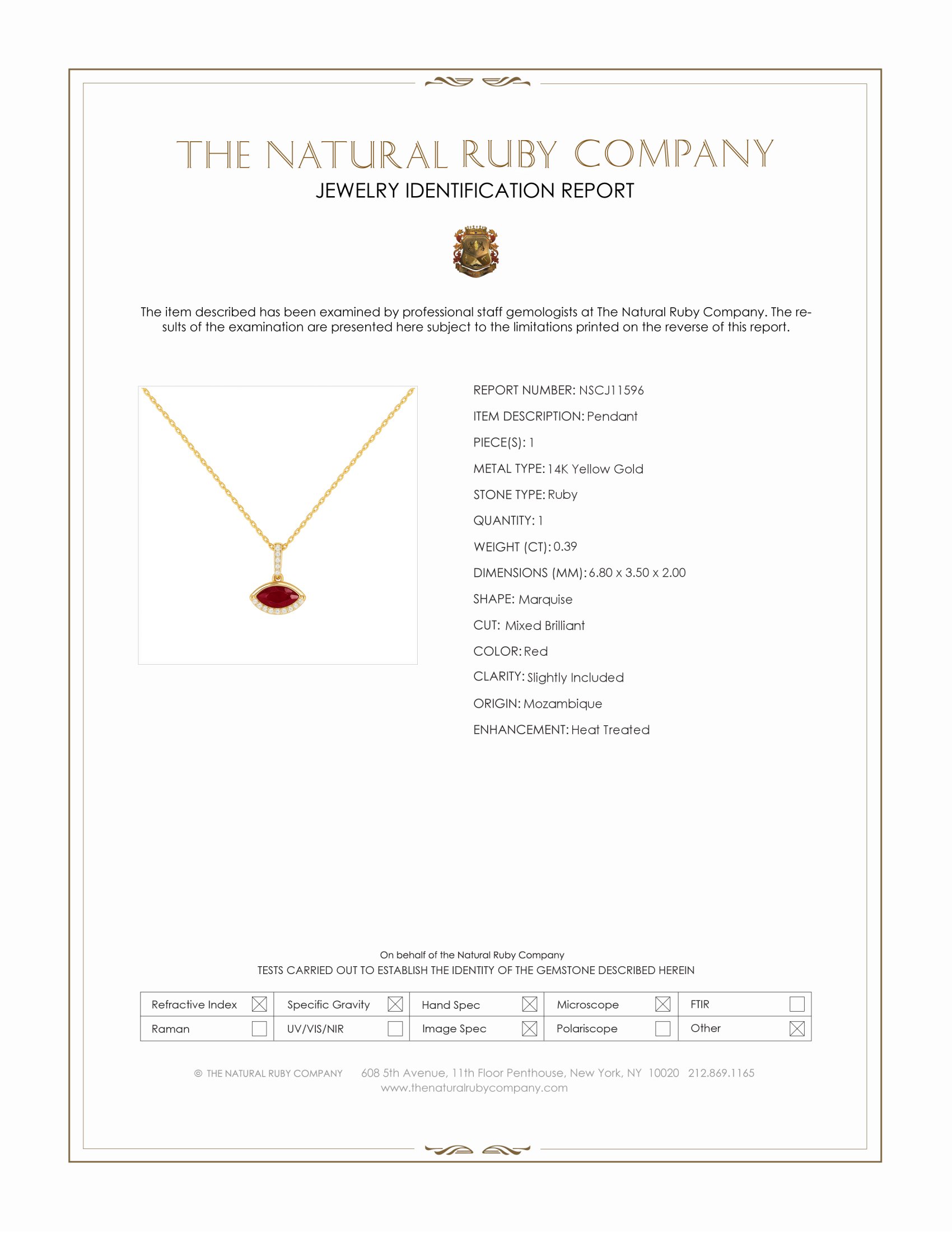 0.39 Ct. Ruby Pave Pendant, 14K Yellow Gold