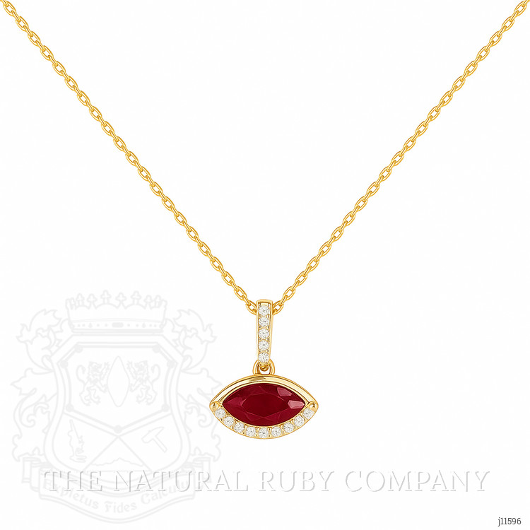 0.39 Ct. Ruby Pave Pendant, 14K Yellow Gold