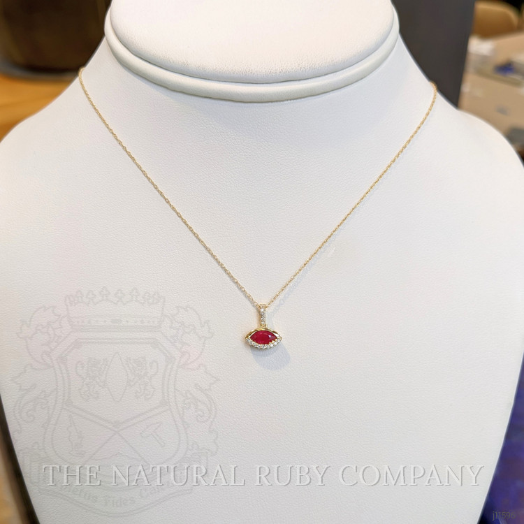 0.39 Ct. Ruby Pave Pendant, 14K Yellow Gold