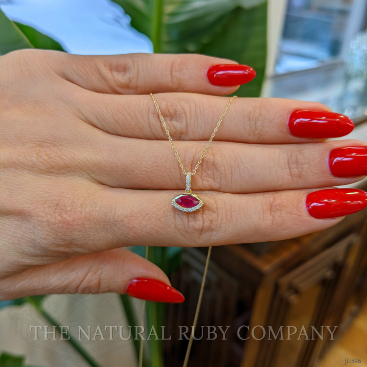 0.39 Ct. Ruby Pave Pendant, 14K Yellow Gold