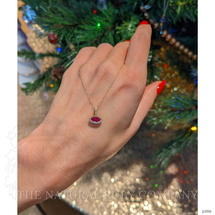 0.39 Ct. Ruby Pave Pendant, 14K Yellow Gold