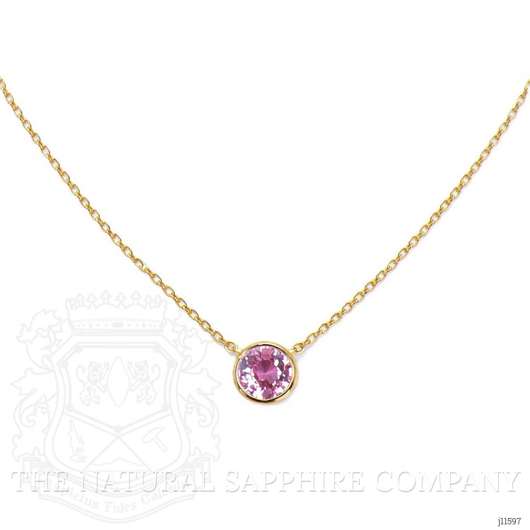 0.49 Ct. Pink Sapphire Bezel Necklace, 14K Yellow Gold