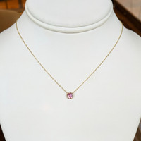 0.49 Ct. Pink Sapphire Bezel Necklace, 14K Yellow Gold Image