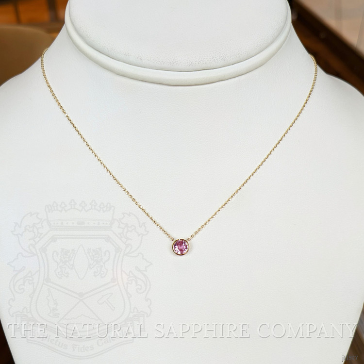 0.49 Ct. Pink Sapphire Bezel Necklace, 14K Yellow Gold