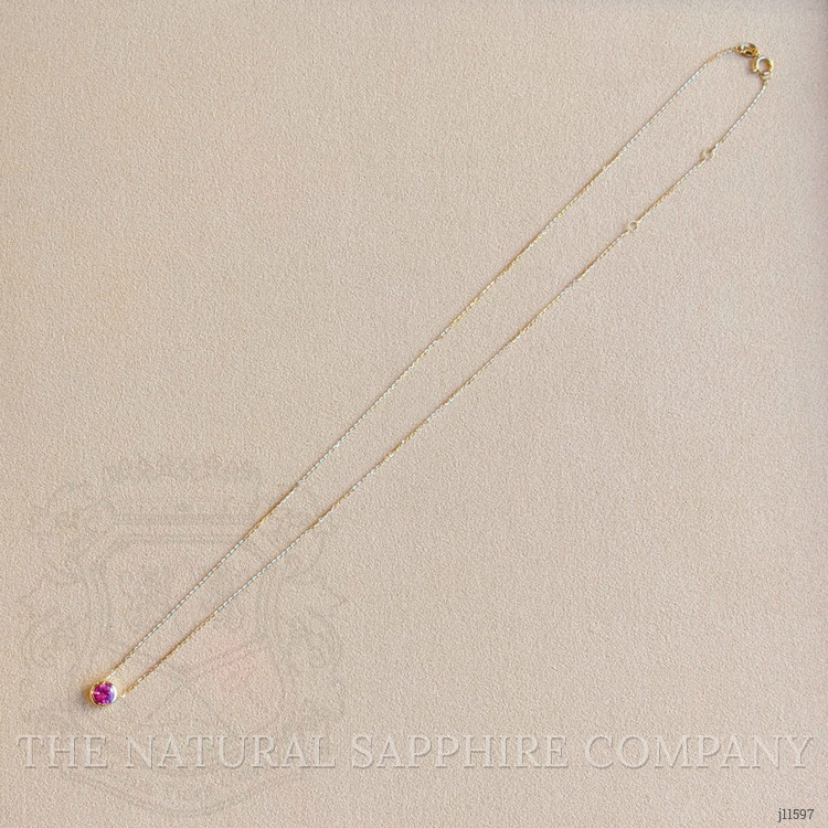 0.49 Ct. Pink Sapphire Bezel Necklace, 14K Yellow Gold