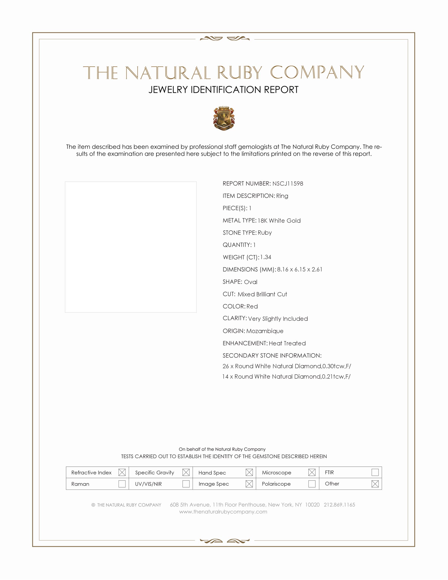 1.34 Ct. Ruby and Natural Diamond Pave Ring, 18K White Gold