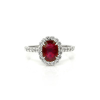 1.34 Ct. Ruby Natural Diamond Pave Ring, 18K White Gold Video