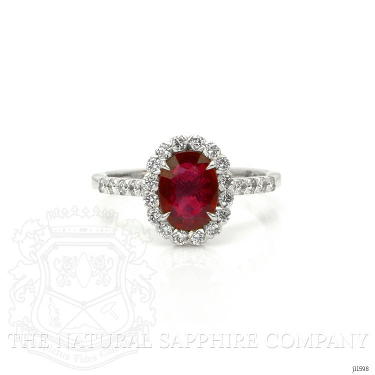 1.34 Ct. Ruby Natural Diamond Pave Ring, 18K White Gold