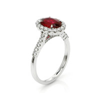 1.34 Ct. Ruby Natural Diamond Pave Ring, 18K White Gold Image